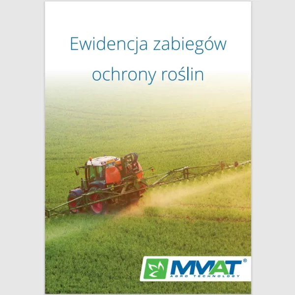 Opryskiwacz w polu z napisem